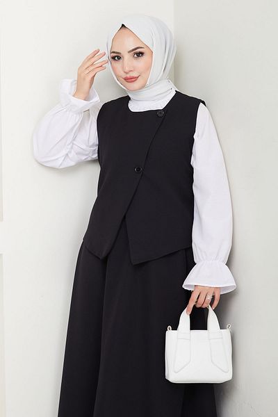 InStyle Asymmetric Vest Double Suit Black