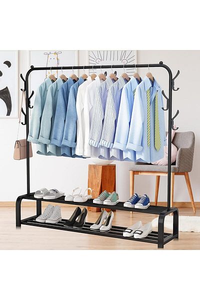 fulina Closet Costume Rack for Clothes With Hook,Sturdy Metal,2 Tier Stand Up Closet Shelves for Bedroom