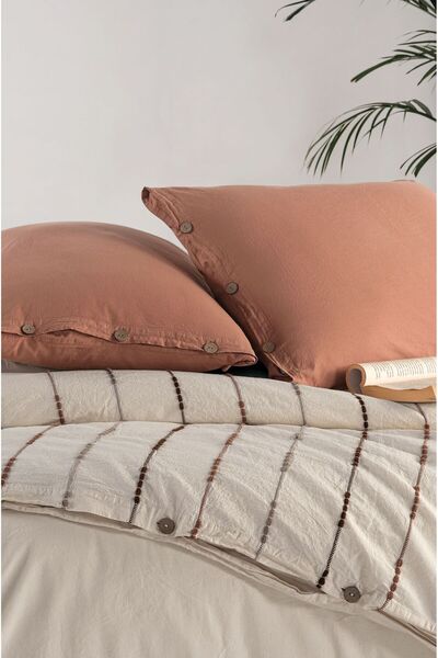 Macas Home Iris Mocca 100% Cotton Washed Yarn Dye Vintage Single Duvet Cover Set 160*220