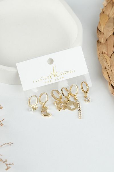 Jack Ferrero Gold Women's Steel 6-Piece Earring Set