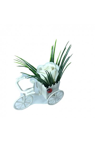 dalimag Aranjament Floral, Bicicleta, Trandafir Alb, Parfumat, Buburuza