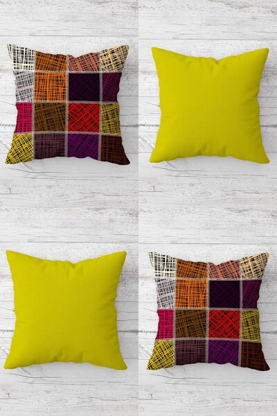 MENTEŞ HOME Σετ μαξιλαροθήκης καναπέ με κρυφό φερμουάρ Color Block Square Tra...