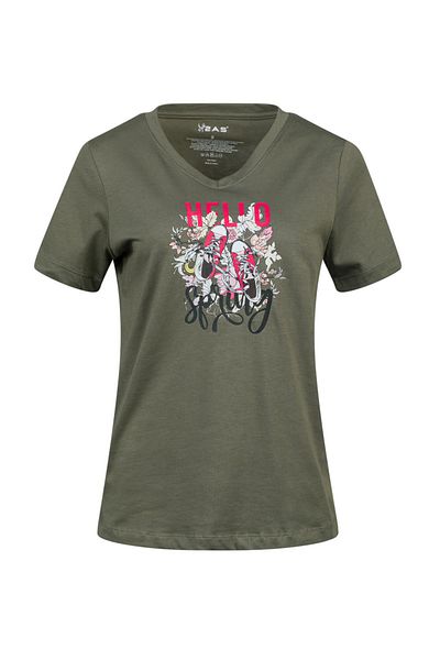 2AS Tricou pentru femei cu decolteu în V cu imprimeu Alone 402