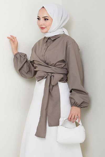 InStyle Πουκάμισο με δέσιμο Poplin Mink