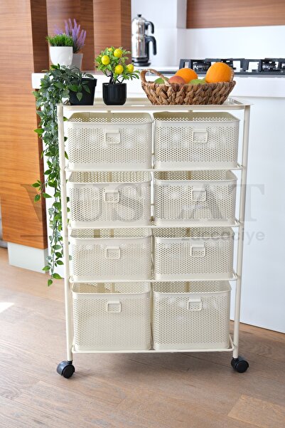 Yıldıray Metal 8 BÖLMELİ 4 KATLI TEKERLEKLİ SEBZELİK