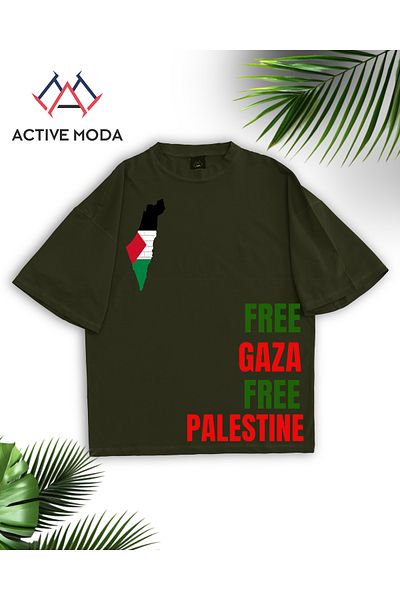 ACTIVE MODA - Men's Cotton Printed Gaza Palestine Printed Tshirt