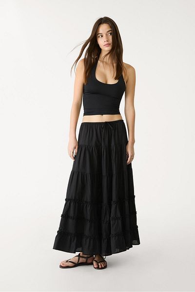 Stradivarius Ruffled long skirt
