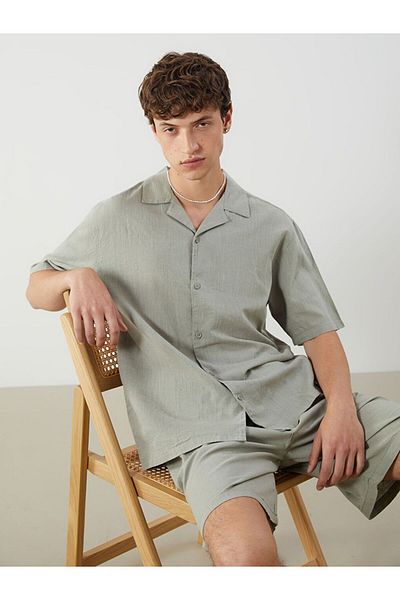 LC Waikiki Xside Comfortable Fit Short Sleeve Linen Blend Men's Shirt