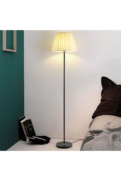 Lumely Floor Lamp ,Retro Style,Pleated Fabric,3 Lighting Modes,beige Cloth Cover,eye-caring,12w