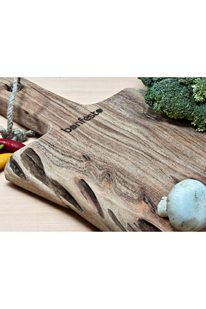 bonfesto Rectangular chopper with Acacia wood handle, Premium, 65 x 20 x 2.5 cm