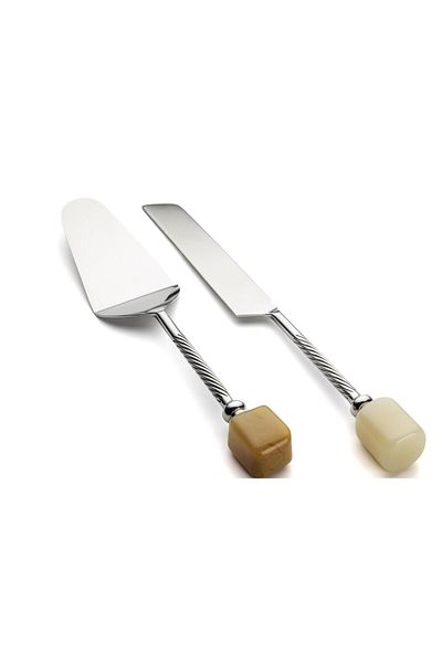 Mikasa Moor Rayn Silver 2 Piece Cake Serving Set