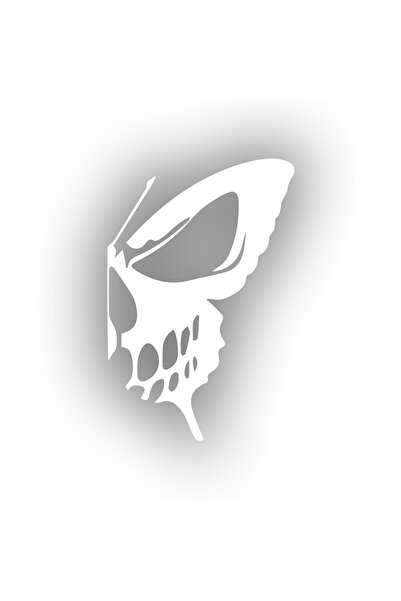 Reysa Tasarım ملصق هيكل عظمي على شكل فراشة مقاس 17 × 17 سم باللون الأبيض