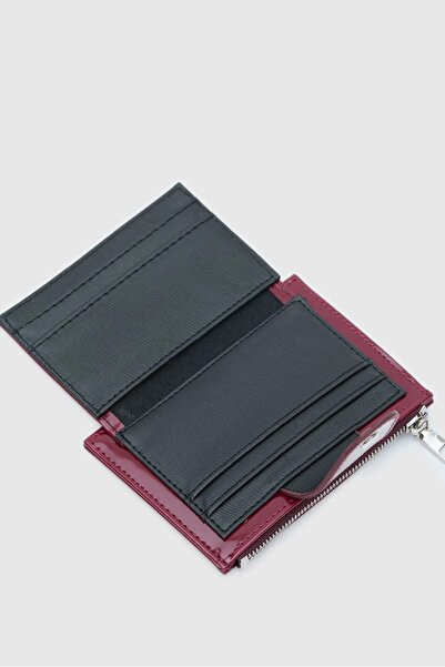 Honorius Women's Medium Size Patent Leather Wallet Handbag Card Holder Claret Red