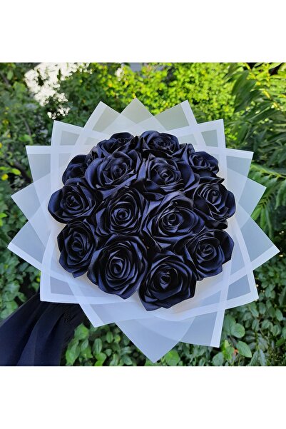 BUKET DÜNYASI 14 lü Solmayan Gül Buketi SİYAH GÜL DIŞI BEYAZ