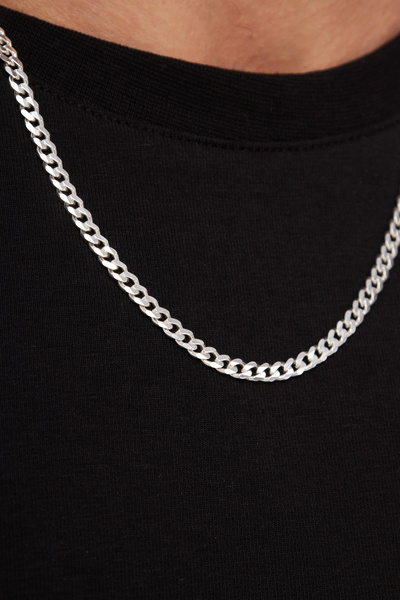 anadolusilver 925 Ayar Gümüş 4 MM İtalyan Model Ezme Gurmet Zincir Kolye