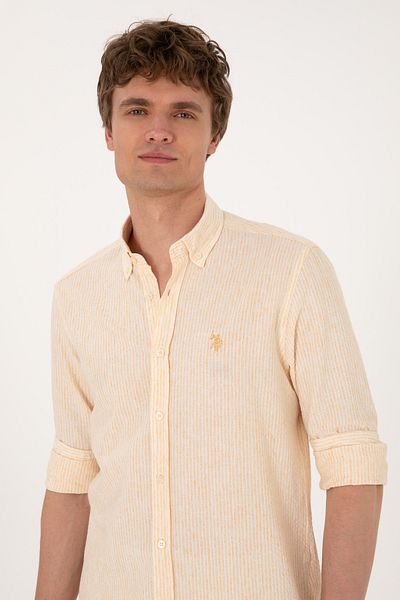 U.S. Polo Assn. Мъжка жълта риза с дълъг ръкав 50300159-VR094