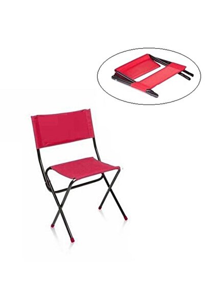 Depolife Katlanır Balıkçı Taburesi Piknik Kapm Plaj Doğa Araç Bagajı Metal Ayaklı Sırt Dayanmalı Mavi Kumaş