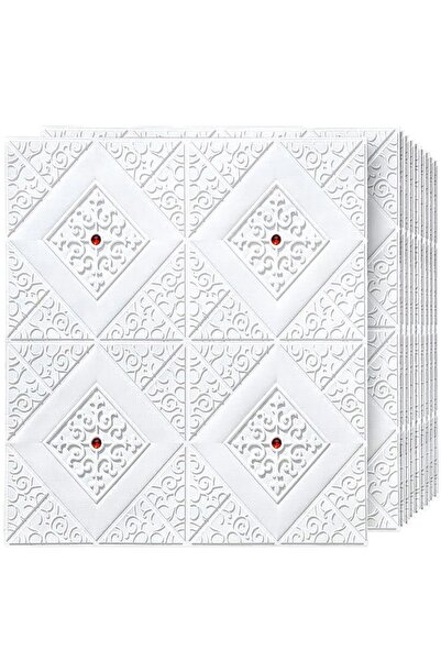 HOZRO Set 20 x Tapet 3D autoadeziv HOZRO, Model abstract, pentru pereti si tavan, Romb Rosu