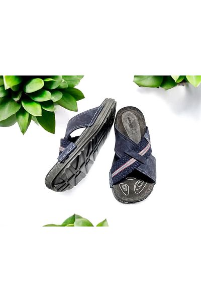 GEZER Cross Design Leather Insole Home and Outdoor Slippers