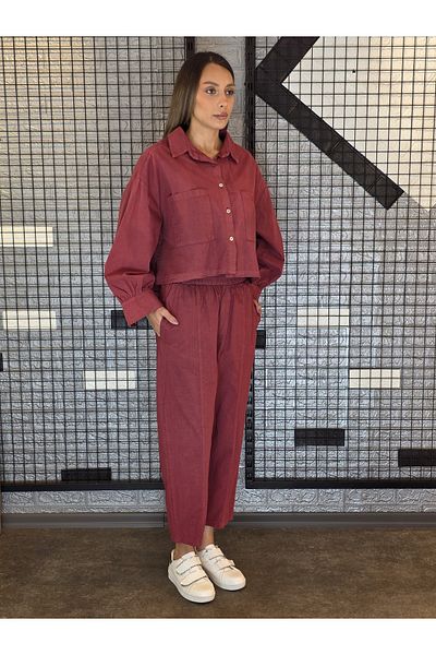 Geco Claret Red Shirt Pants Suit