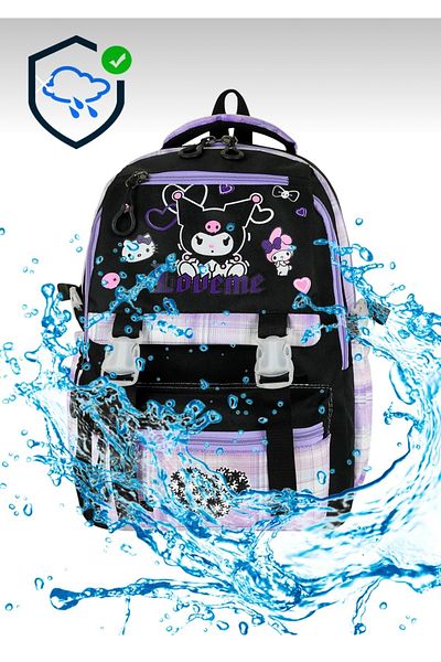 JOJO KIDS rucsac pentru școală primară kuromi pentru fete, geantă impermeabilă, set de 3