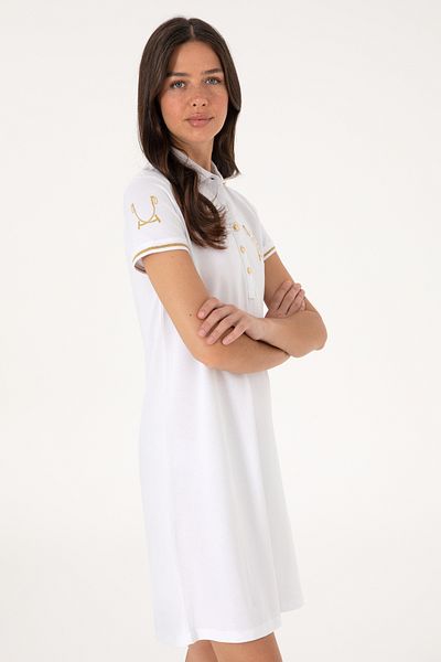 U.S. Polo Assn. Women's White Polo Neck Mini Length Knitted Dress 50300656-Vr013