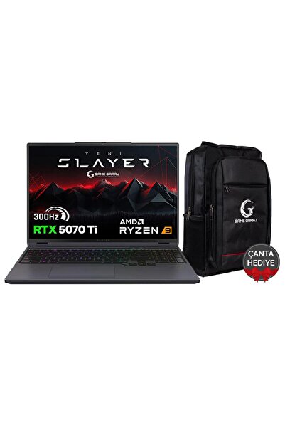 Game Garaj Slayer R9T-5070Ti C1 AMD Ryzen 9 9955HX 32GB RAM 1TB SSD RTX5070Ti 16" QHD IPS 300Hz Free