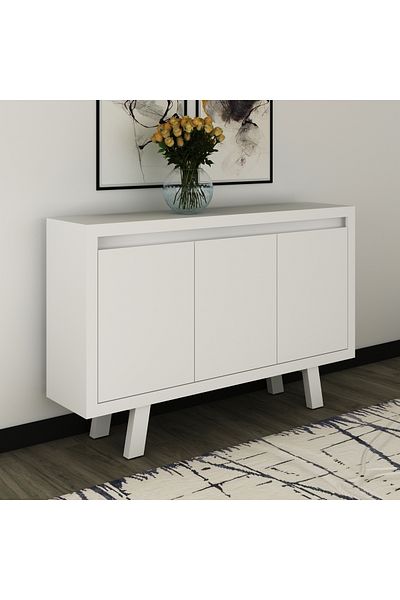 pilati 3-door sideboard for home and office rooms, white color, 135.8*87*31.5