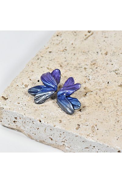 NARRU NARRU earrings, handmade, butterfly-shaped, in shades of purple, blue and black, Sierra 09