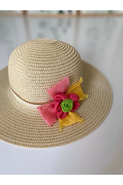 Petek Collection Straw Beach Children's Hat with Accessories (3-8 Years)