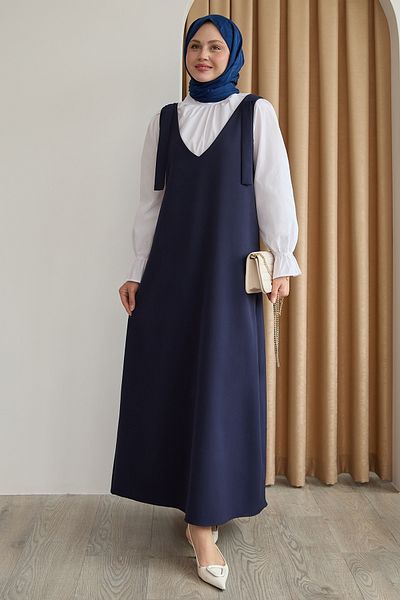 InStyle Double Crepe Jile Navy Blue Dress