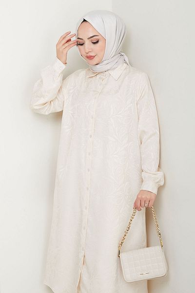 InStyle بدلة جاكار بأزرار مزدوجة من Ecru
