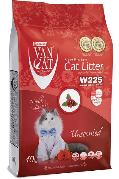 Bentaş Van Cat رمل قطط فان كات أبيض متكتل من البنتونيت بدون رائحة، 10 كجم