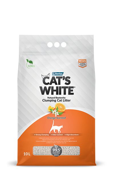 Cats White رمل قطط أبيض متكتل برتقالي سعة 10 لترات من كاتس، رمل قطط متكتل