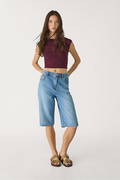 Stradivarius Basic fitted cropped T-shirt