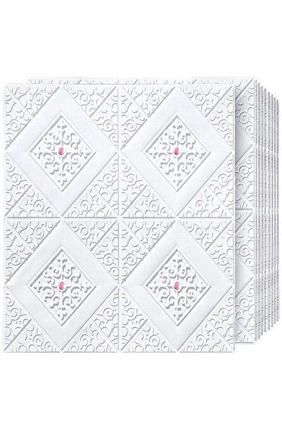 HOZRO Set 50 x Tapet 3D Autoadeziv HOZRO, Model Abstract, Romb Alb