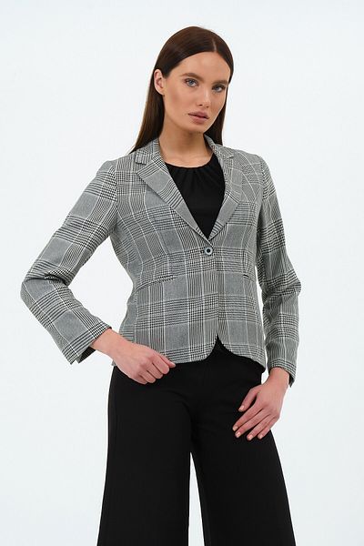 VALUE FASHION Black Striped Plaid Women's Jacket