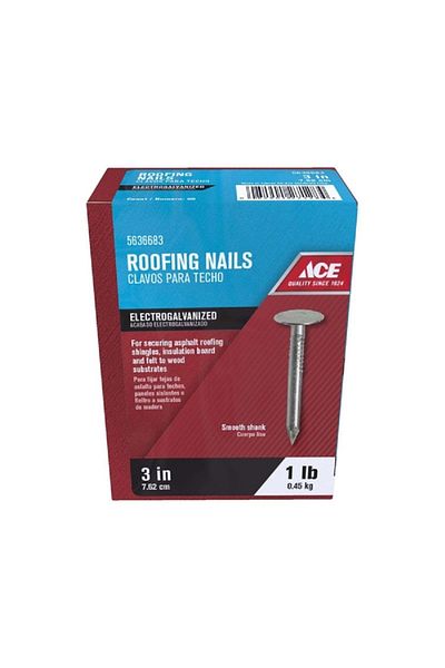 ACE Electrogalvanized Flat Head Roofing Nails Silver 3inch