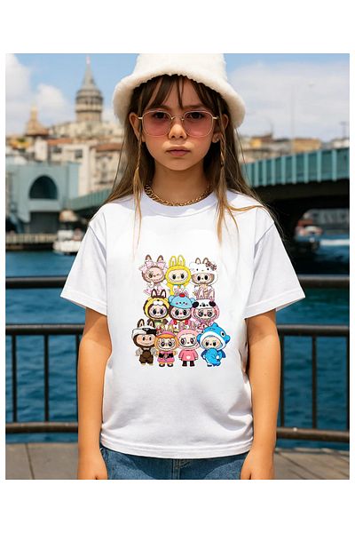 Touz Moda Tricou unisex supradimensionat cu design drăguț Labubus pentru copii
