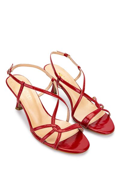Tamer Tanca Women's Genuine Leather Red Patent Leather Heeled Shoes