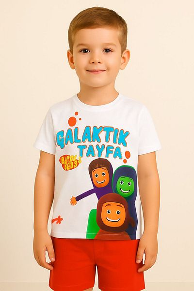 Yalçınoğlu Kids Boy's Character Printed Shorts Set - Cotton, Pocket, Elastic Waist - Summer Children's Set
