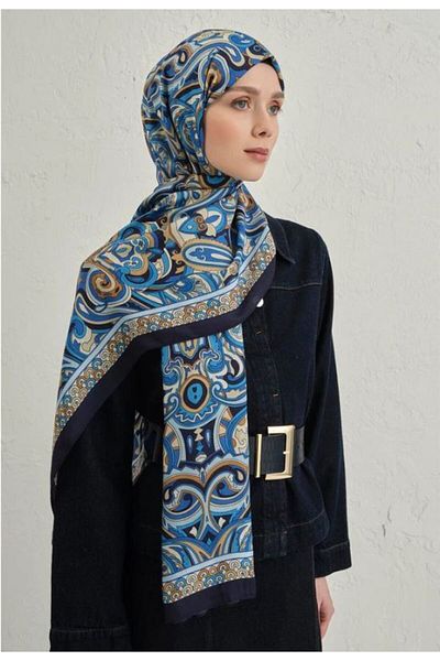 Armine Navy Blue Pure Ethnic Pattern Shawl-2 04