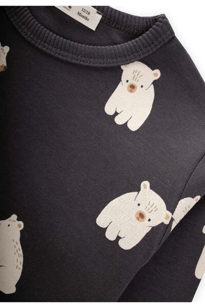 Cigit Baskılı Pijama Takım 1-5 Yaş Antrasit