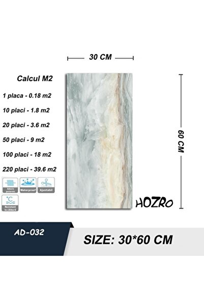 HOZRO Set of 50 x HOZRO self-adhesive marble imitation tiles, premium model, for walls