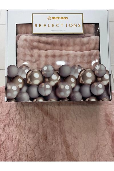 YÜNTEKS Merinos Reflection Bubble Bedspread, 3 Piece Blanket Set, Double, Blush