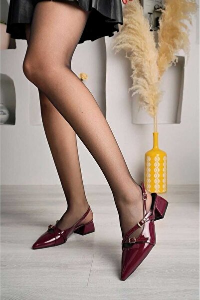 SU PERİSİ Women's Double Banded Buckle Detail Patent Leather Pointed Toe Wedding Wedding Bridal Shoes