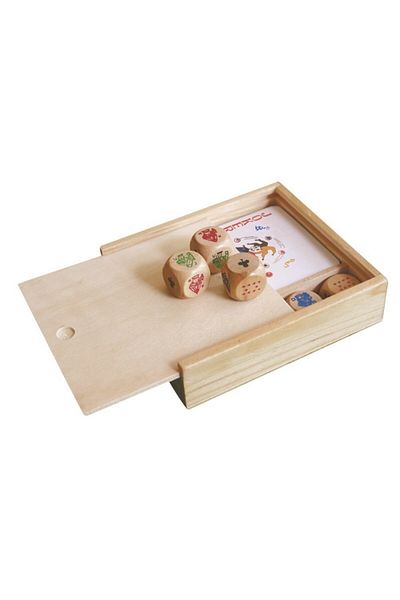 dalimag 2-in-1 game set, deck of cards and dice, in wooden box