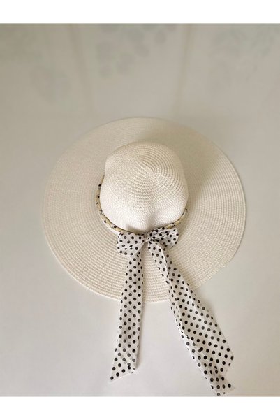 Petek Collection Straw Beach Hat with Bow Ribbon Accessories