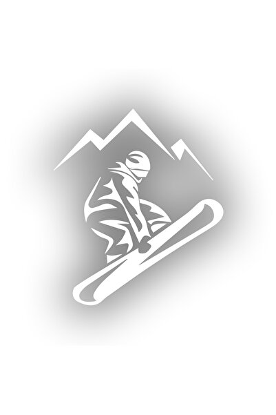 Reysa Tasarım ملصق تزلج على الجليد مقاس 17 × 17 سم باللون الأبيض