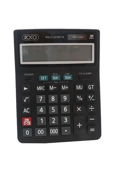 Roco CL2239T16 Desktop Calculator – 16-Digit, Large Display, Grey/Silver